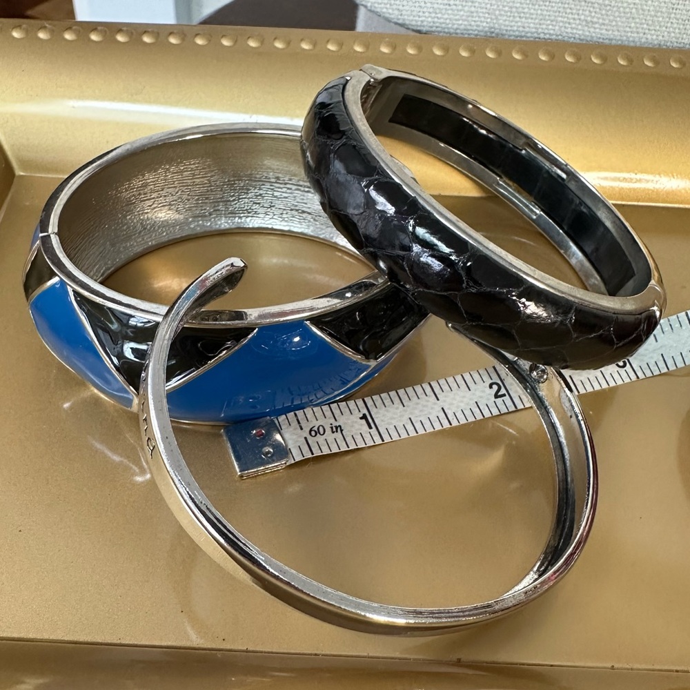 Blue and black silvertone bracelet group